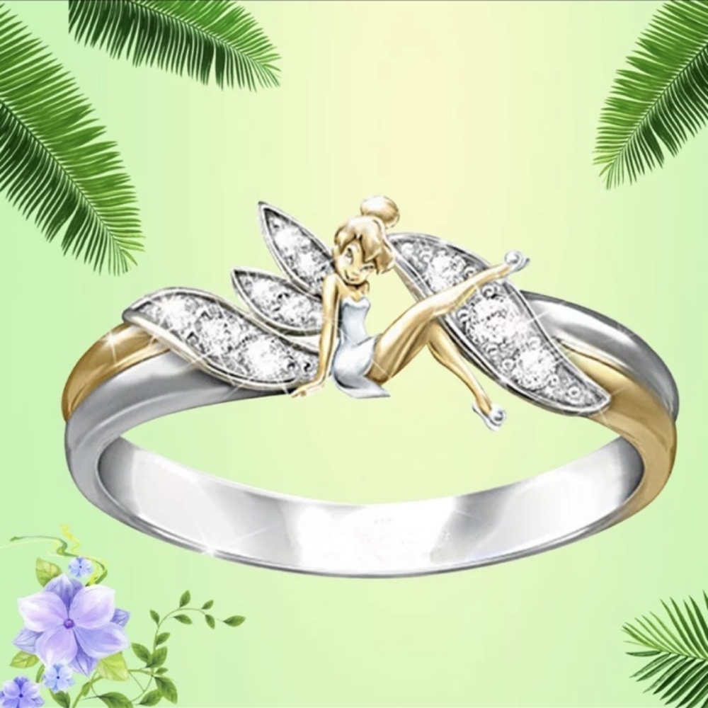 NEW SILVER TONE CUTE ANGEL FLOWER RING - Picture 5 of 5